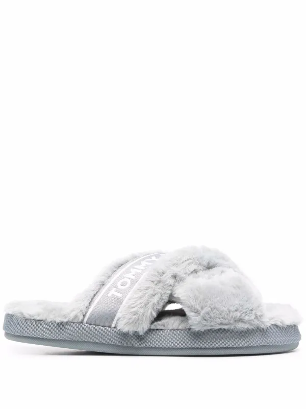 Shop Tommy Hilfiger Tommy furry home slippers with Express Delivery -  FARFETCH