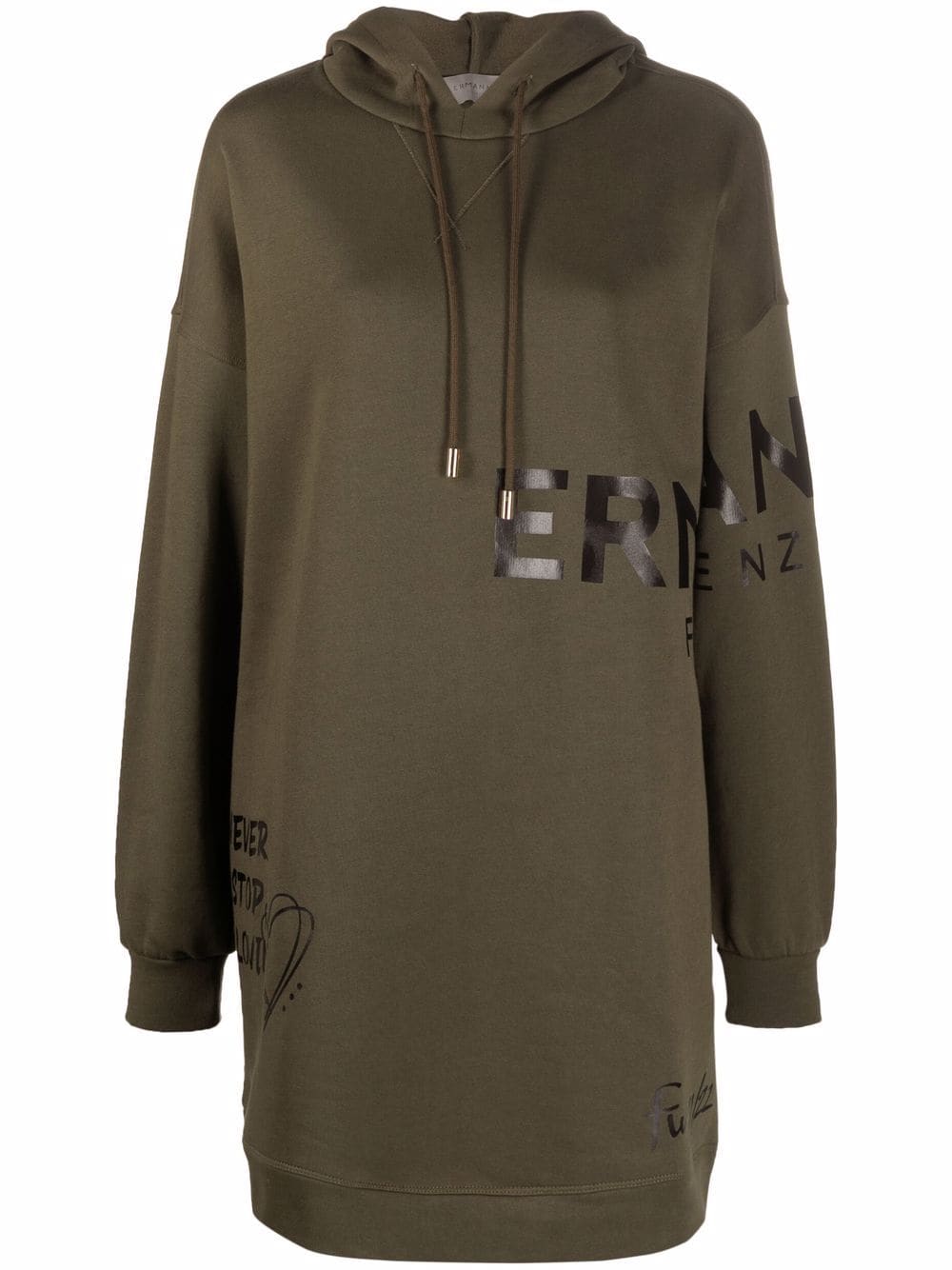 фото Ermanno ermanno logo-print hoodie dress