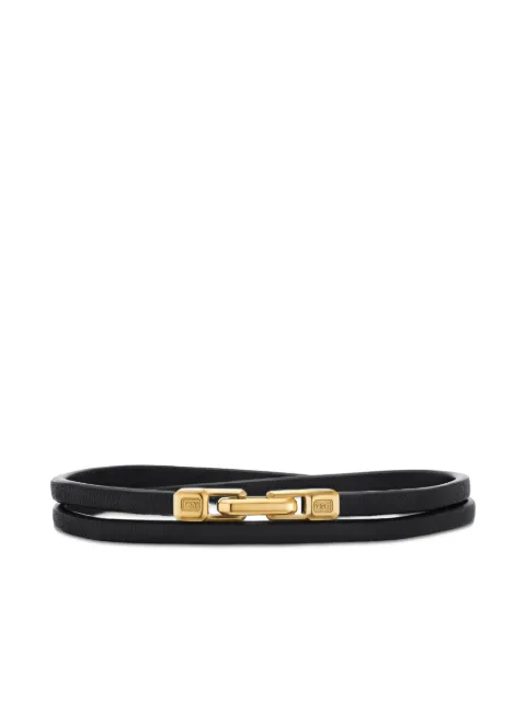David Yurman 18kt yellow gold Streamline Double Wrap leather bracelet (4mm)