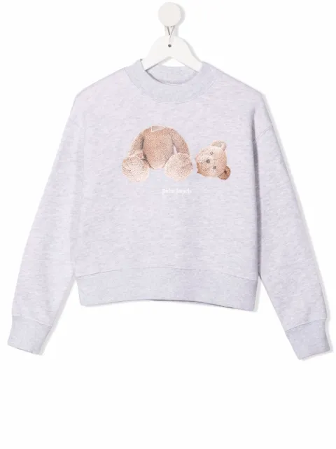 Palm Angels Kids Moletom de algodão com estampa Teddy Bear