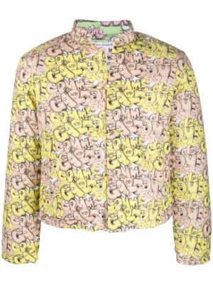 Comme des Garçons Flower Short Jacket Comme Des Garçons Floral Detail Puffer Jacket | Black | FARFETCH