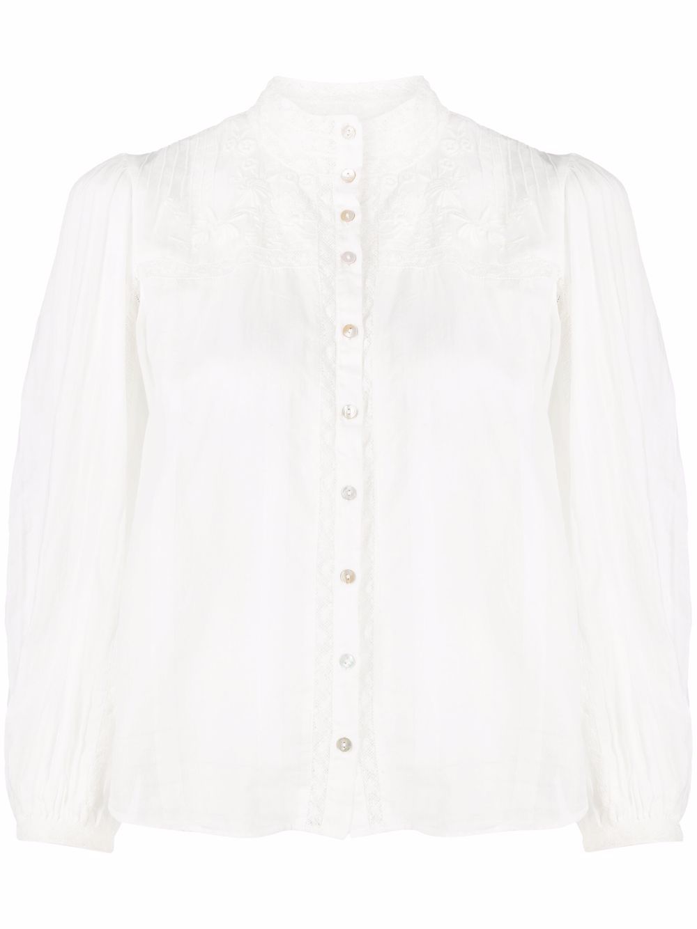 фото Loveshackfancy high-neck button blouse