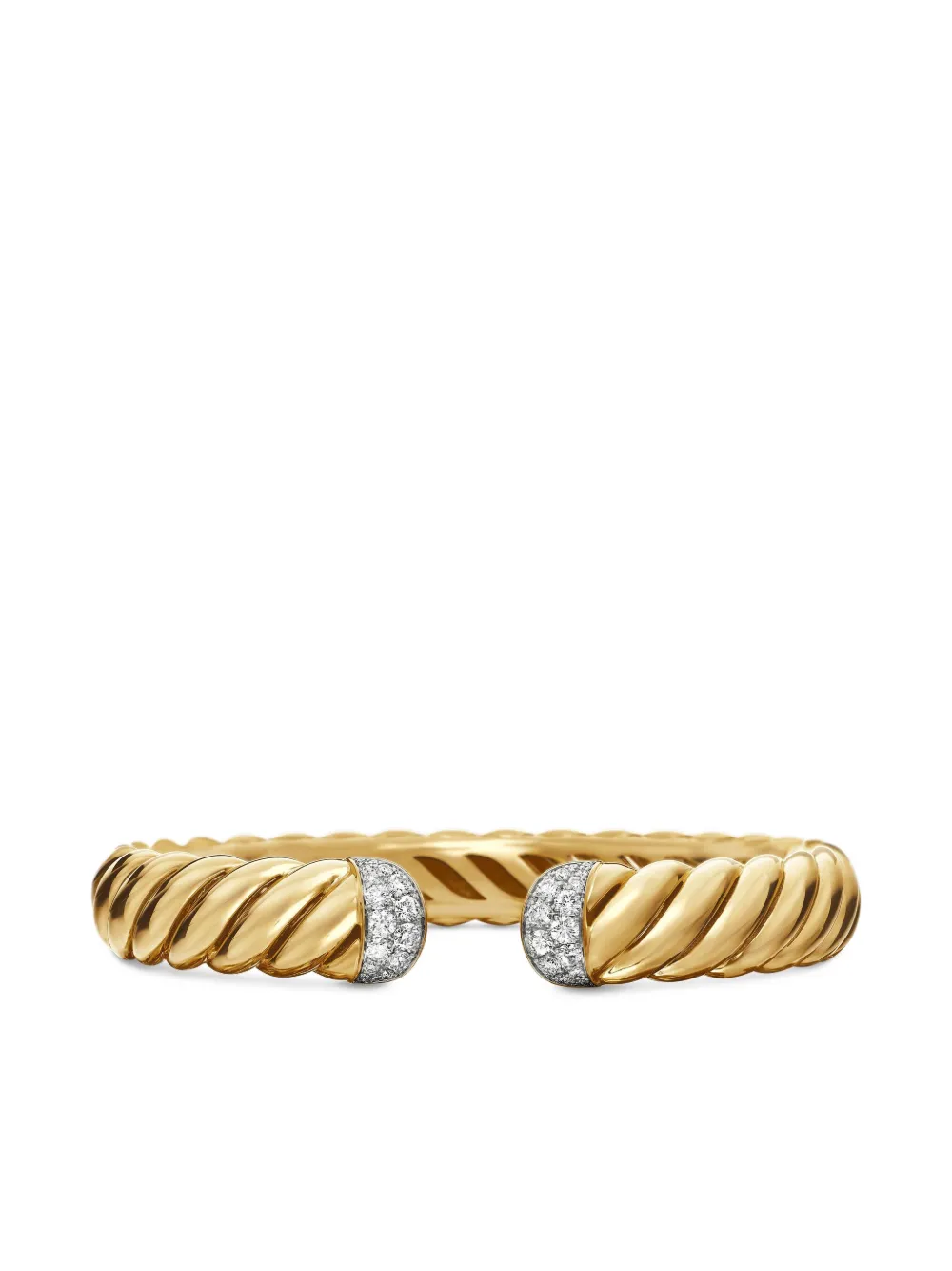David Yurman Sculpted Cable ダイヤモンド カフブレスレット 10mm 18Kイエローゴールド - ゴールドトーン David Yurman Sculpted Cable ダイヤモンド カフブレスレット 10mm 18Kイエローゴールド - ゴールドトーン