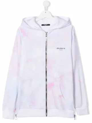 Balmain Kids TEEN tie dye Hoodie Farfetch