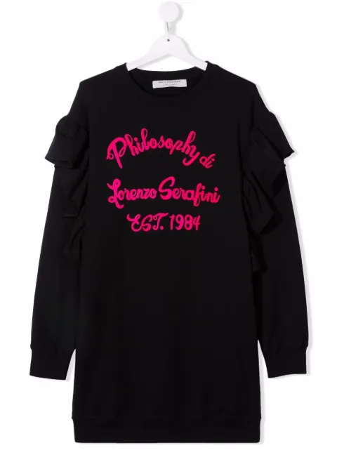 Philosophy Di Lorenzo Serafini Kids TEEN logo-print ruffle-trim dress