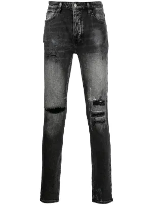 ksubi 黒　スリムフィット KSUBI スビ☆ジーンズ スリム ブラック リップド グランジ (KSUBI