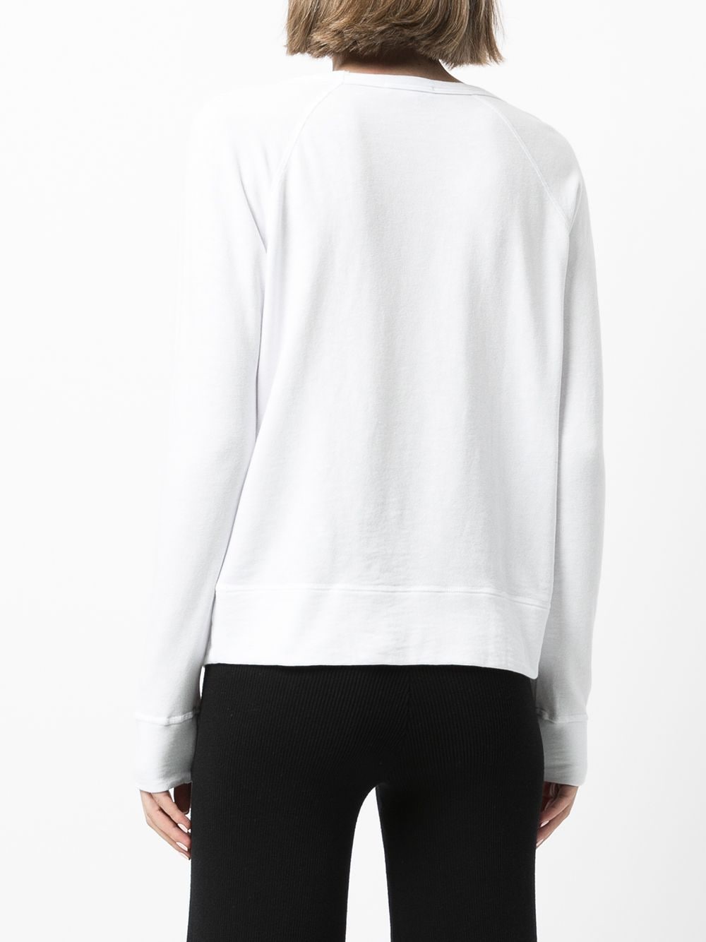 Shop James Perse Vintage Long-sleeve Fleece Sweatshirt In White
