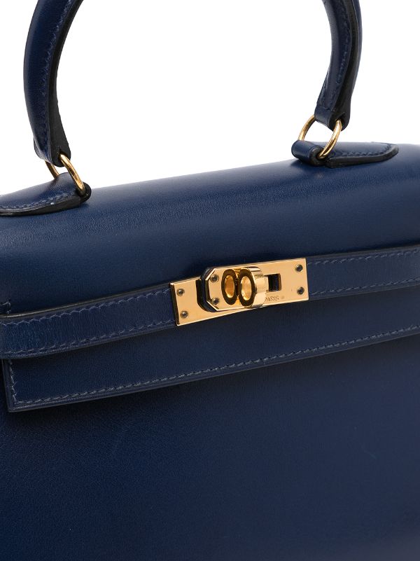 Hermes Mini Kelly 20 Sellier Blue Jean Bag Epsom Leather Gold