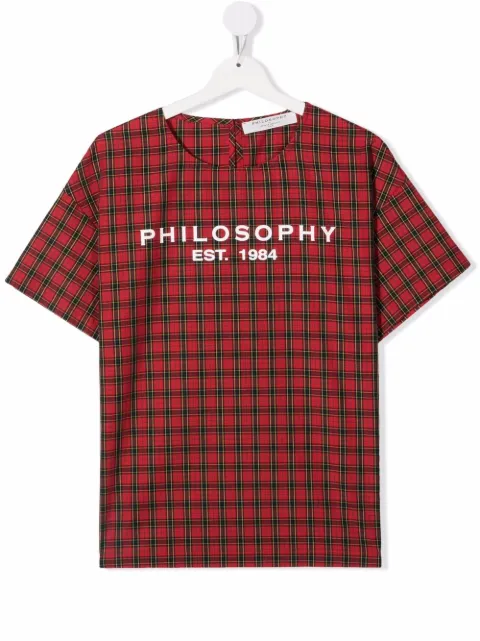 Philosophy Di Lorenzo Serafini Kids TEEN check-print cotton T-Shirt