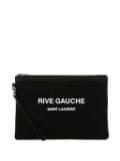 Saint Laurent Rive Gauche logo-print clutch - Black