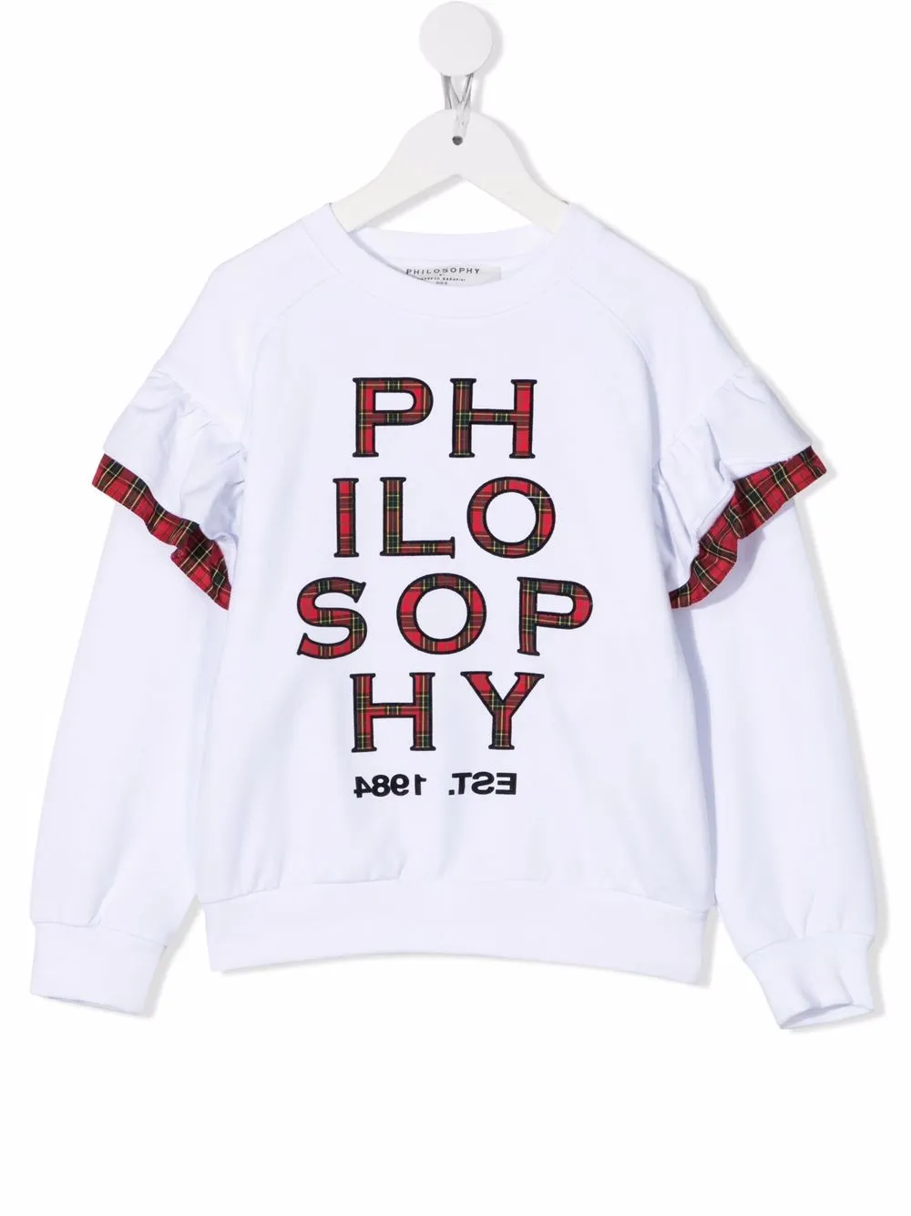 

Philosophy Di Lorenzo Serafini Kids tartan check appliqué-logo sweatshirt - White