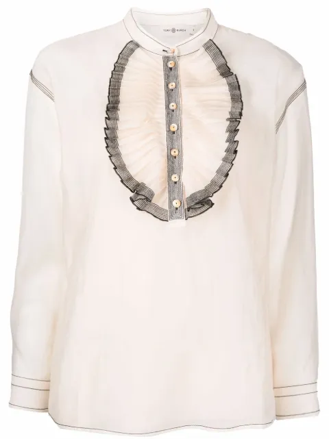 Tory Burch blusa manga larga con volantes