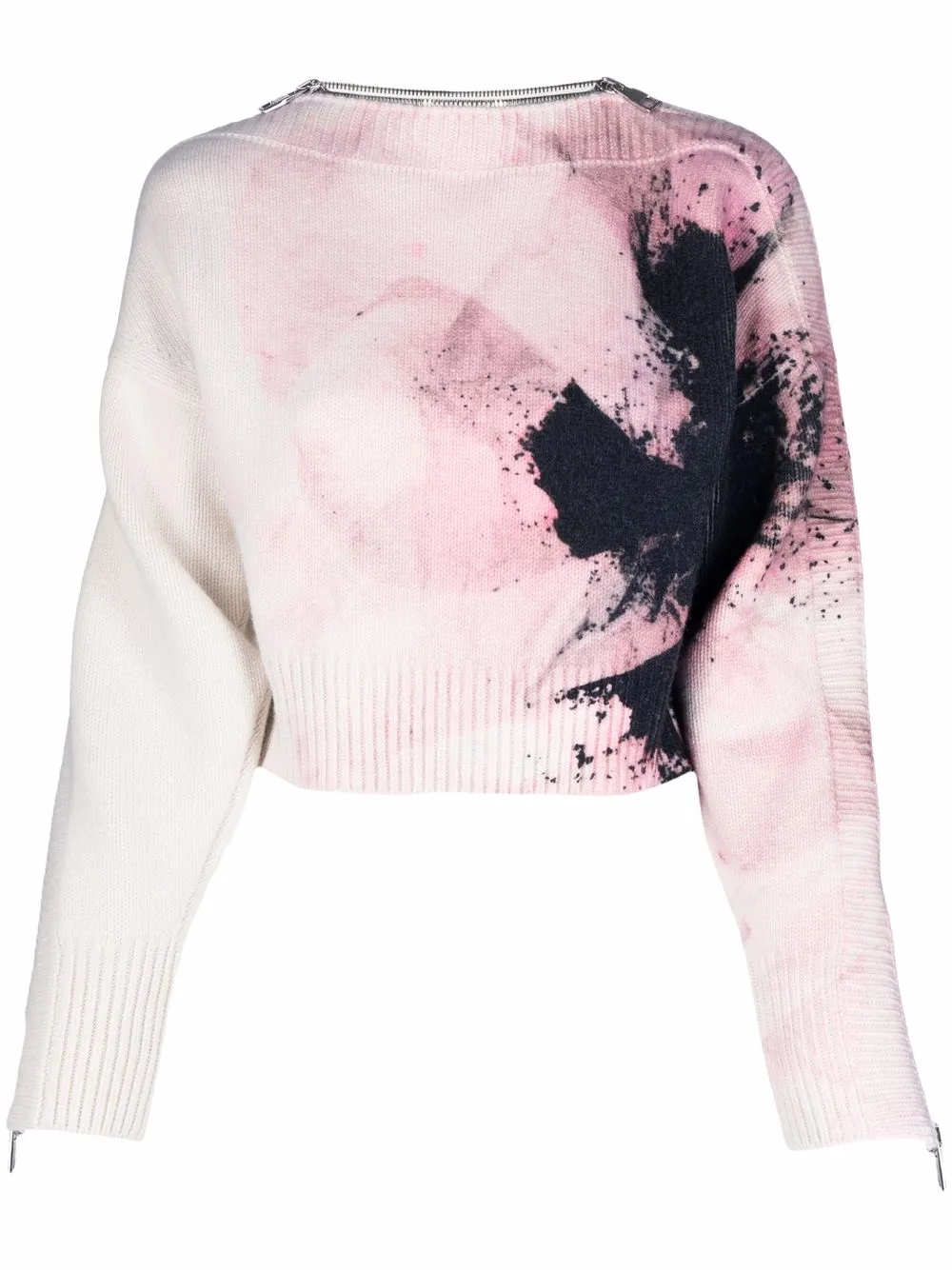 

Alexander McQueen boat neck abstract-printed jumper - Neutrals