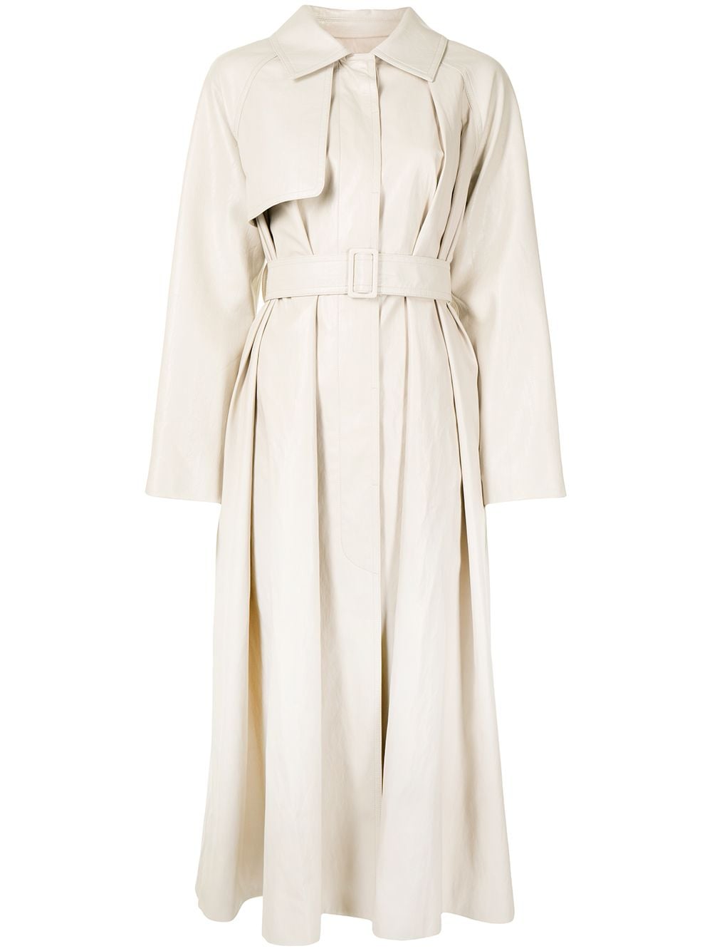Image 1 of Goen.J faux-leather belted trench coat