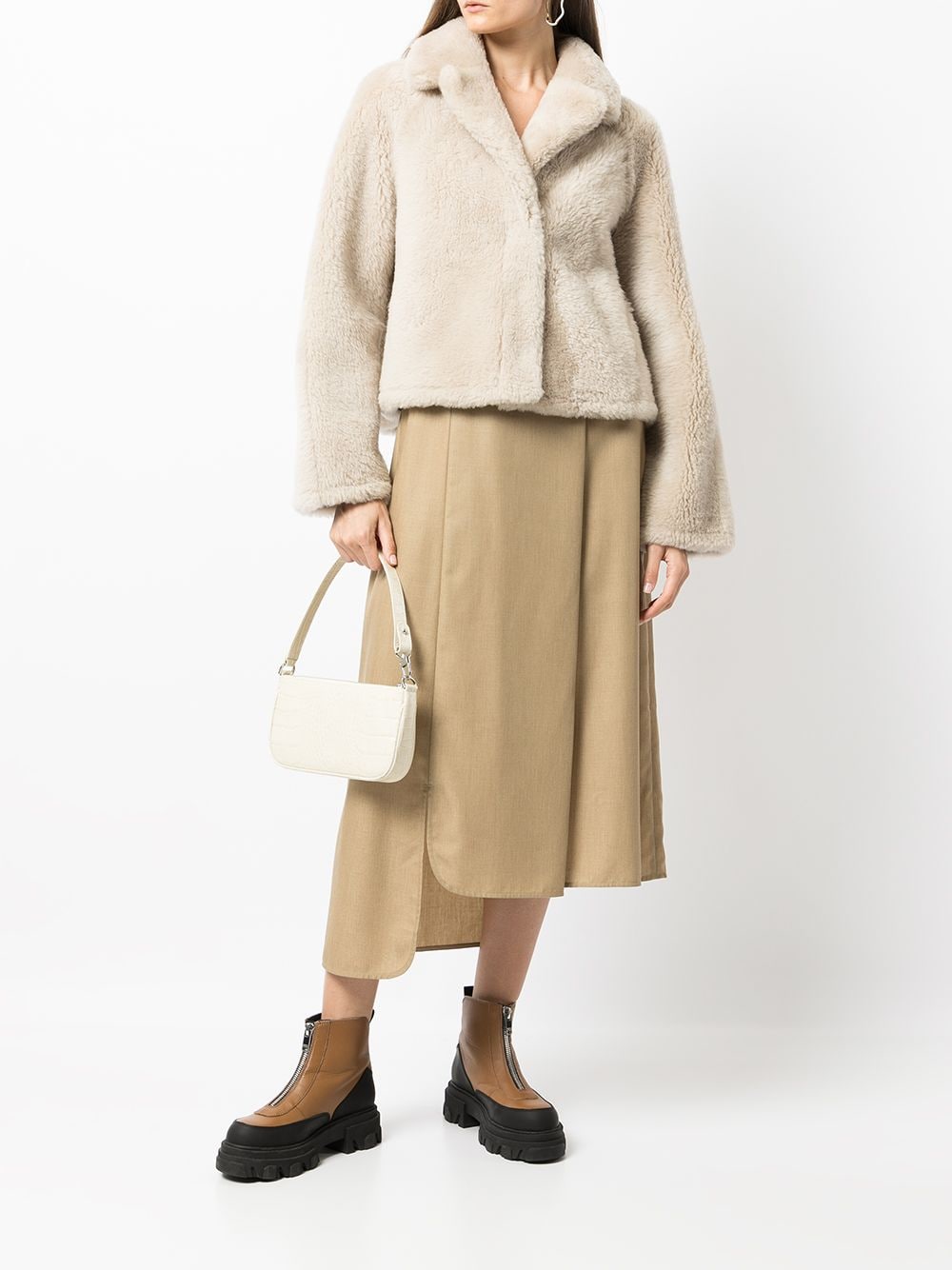 Shop Goen J Wrap Wool-blend Skirt In Braun