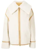 Goen.J oversize-collar pilot shearling jacket - Neutrals