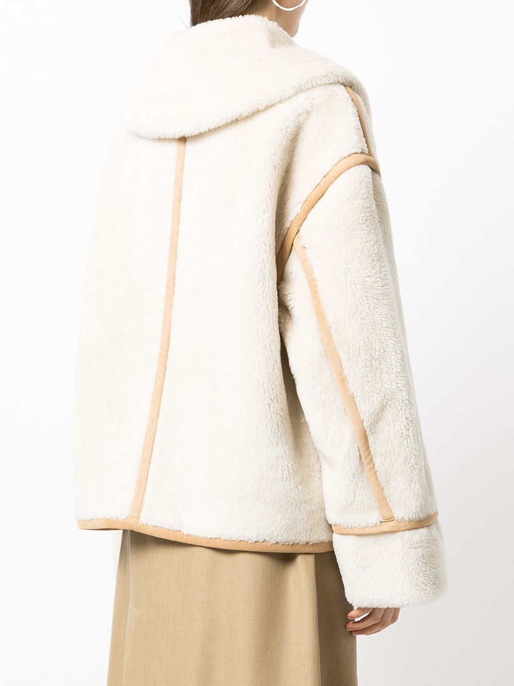 Shop Goen J Oversize-collar Pilot Shearling Jacket In Neutrals