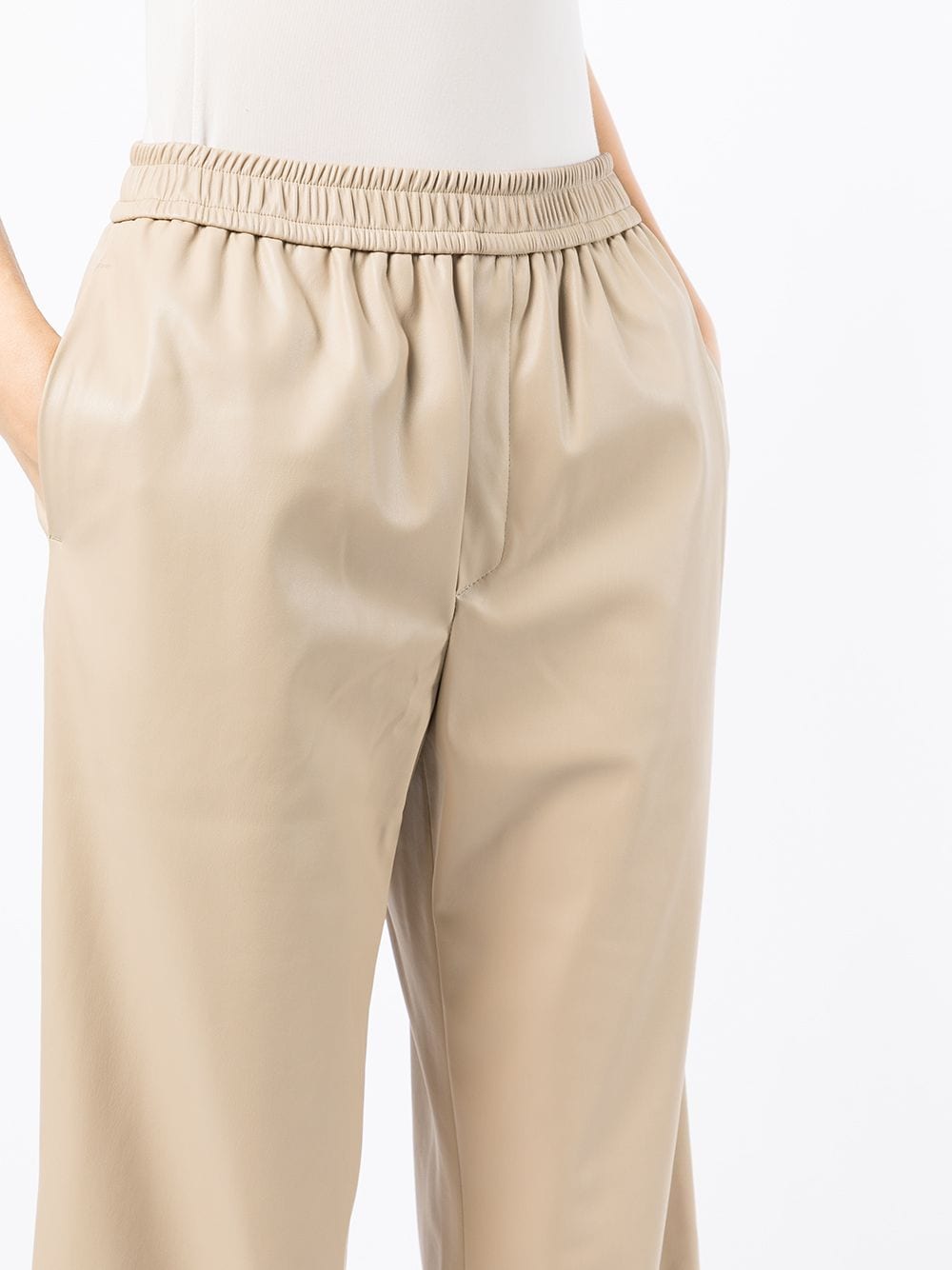 Shop Goen J Faux-leather Straight Trousers In Brown