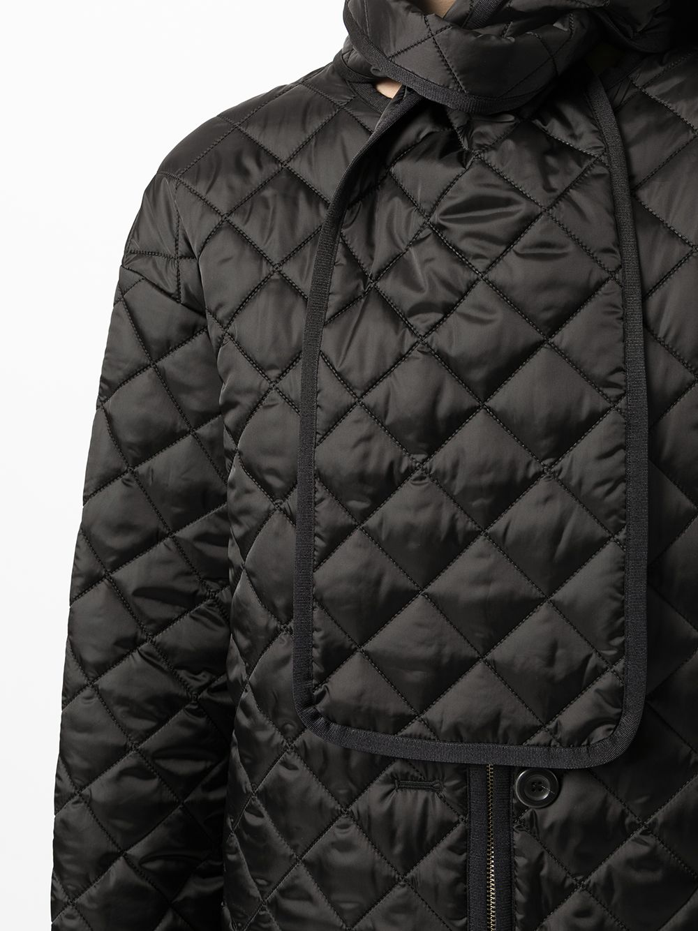 Shop Goen J Scarf-detail Quilted Oversized Jacket In 黑色