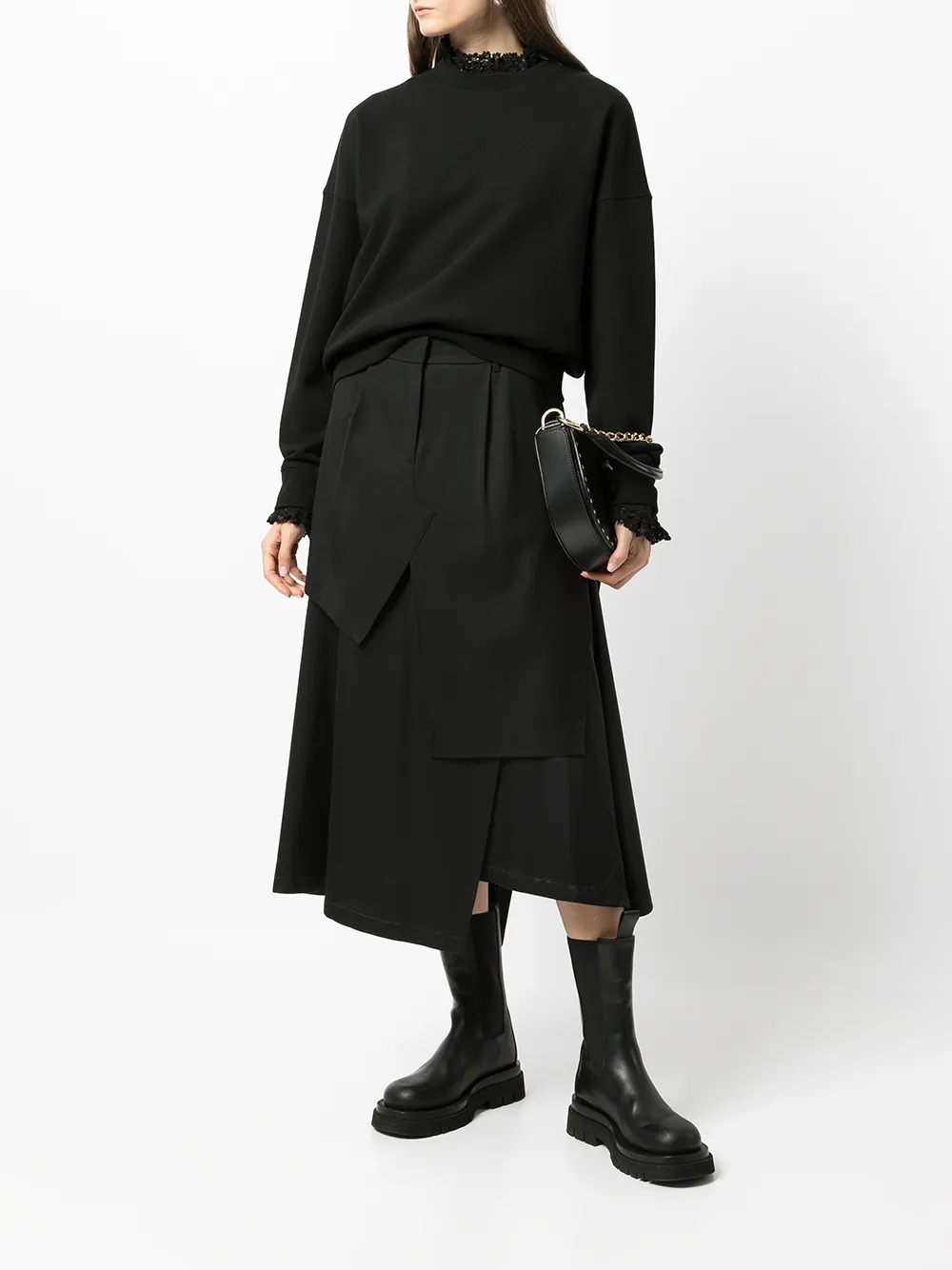 Goen.J Sweater met gehaakte afwerking - Zwart