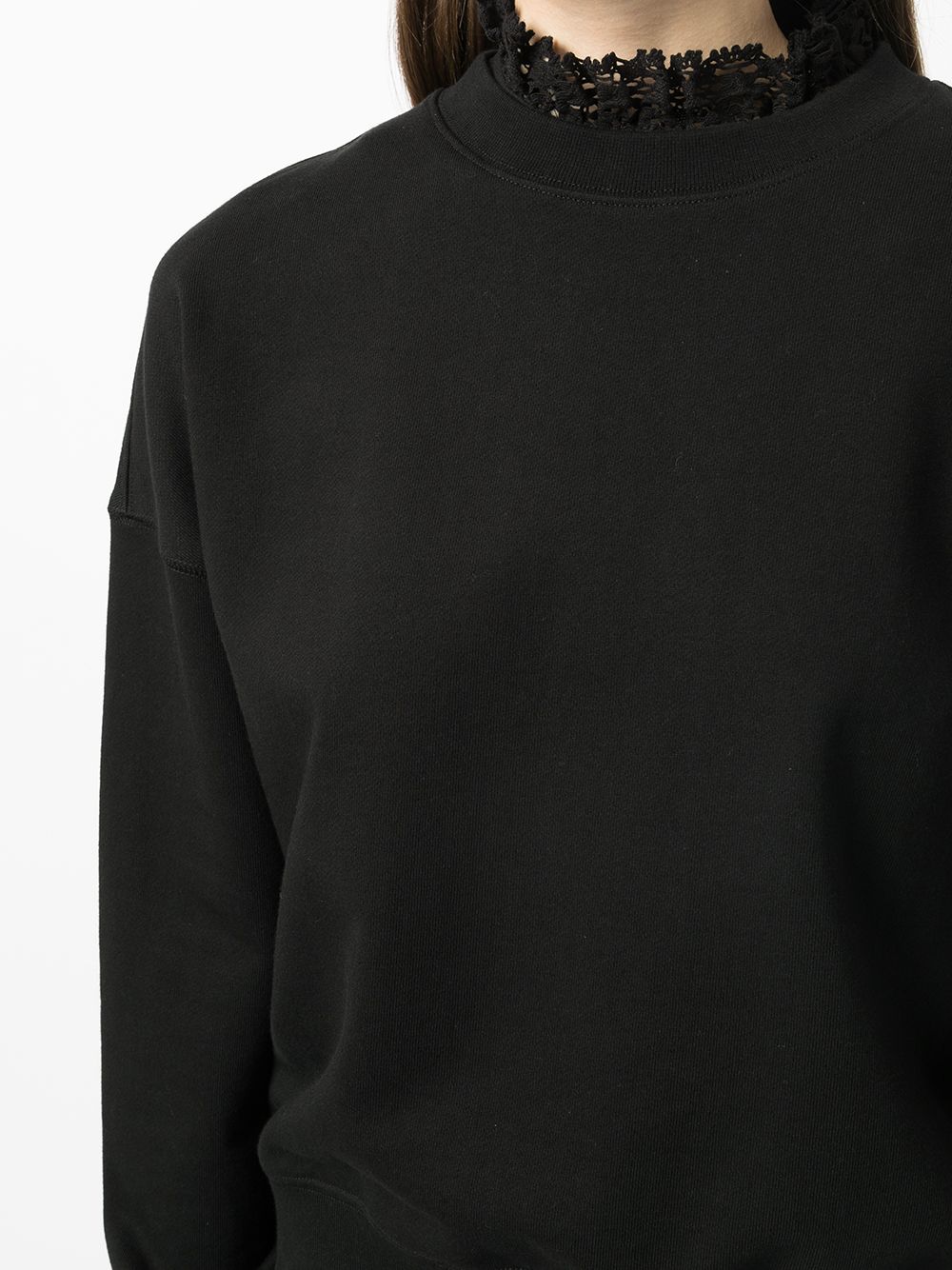 Shop Goen J Crochet Trim Sweatshirt In 黑色