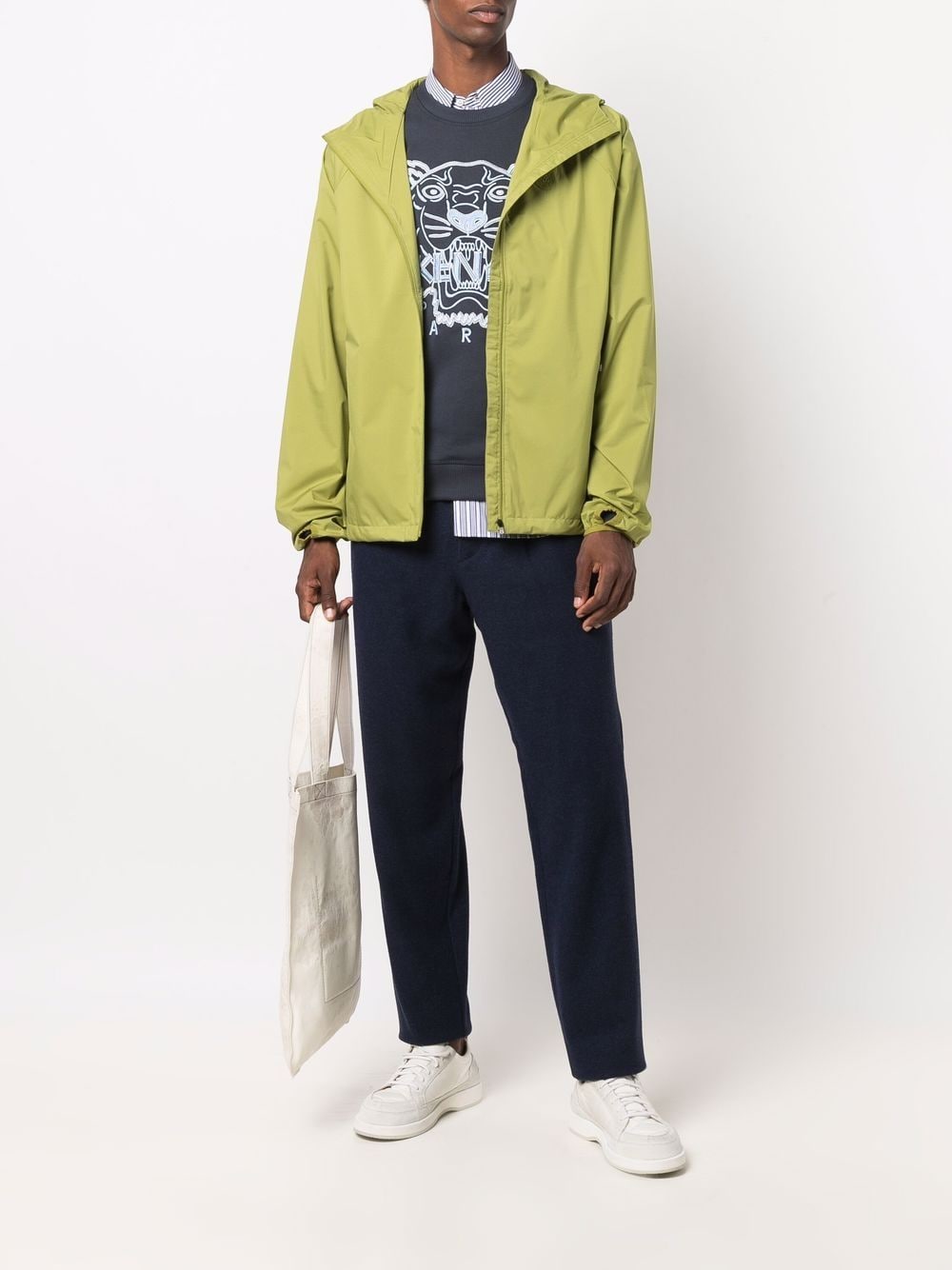 Image 2 of Kenzo logo-patch straight-leg trousers