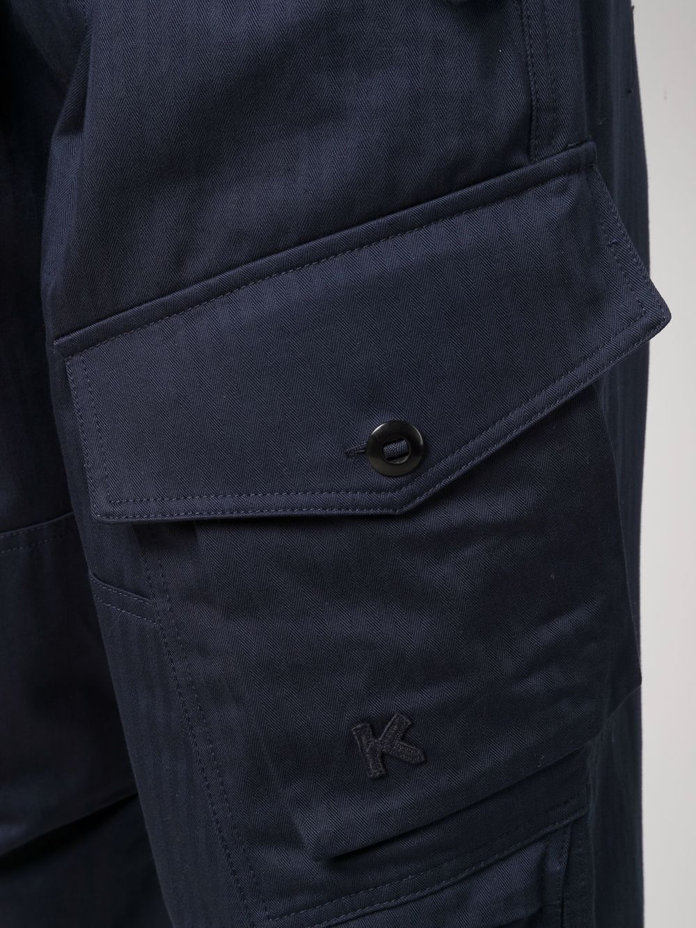 Shop Kenzo Logo-embroidered Cargo Trousers In Blue