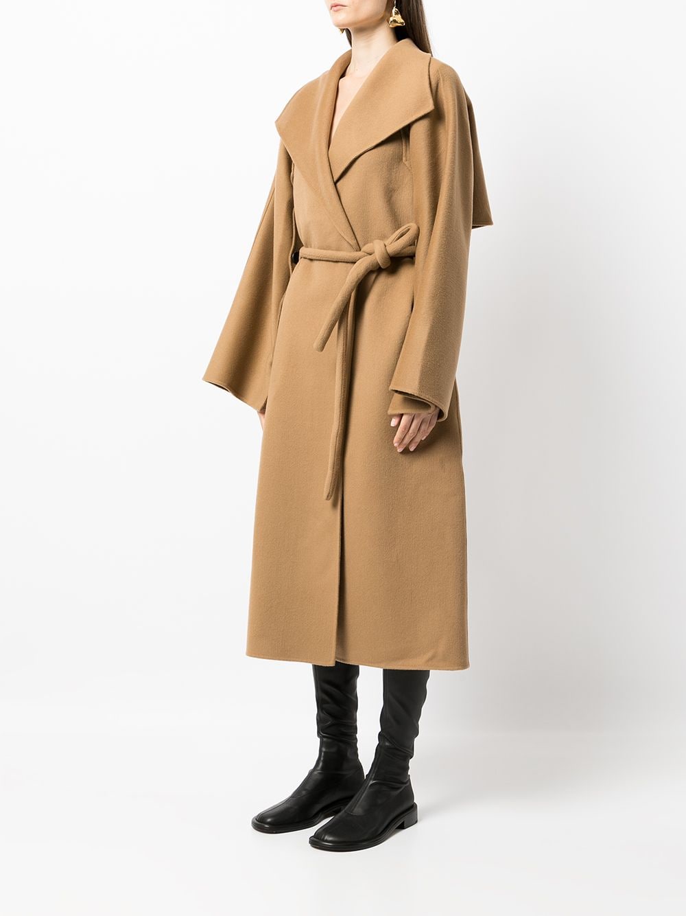Shop Goen J Tie-waist Wool-blend Double-faced Coat In Braun