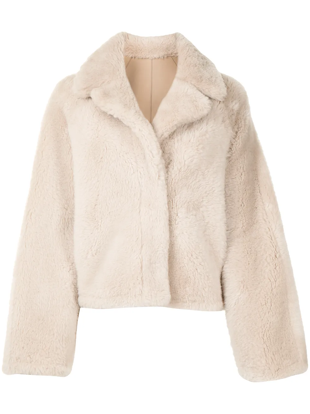 

Goen.J notched-collar cropped shearling jacket - Neutrals