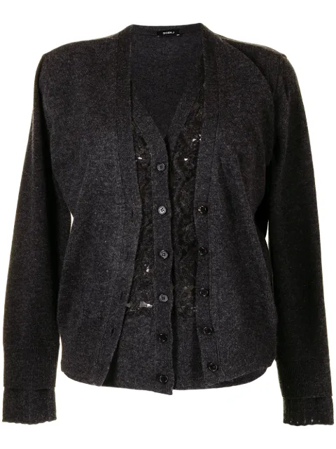 Goen.J lace panel layered cardigan 