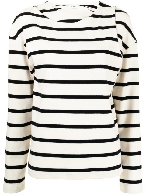 Goen.J double-layered stripe jersey top
