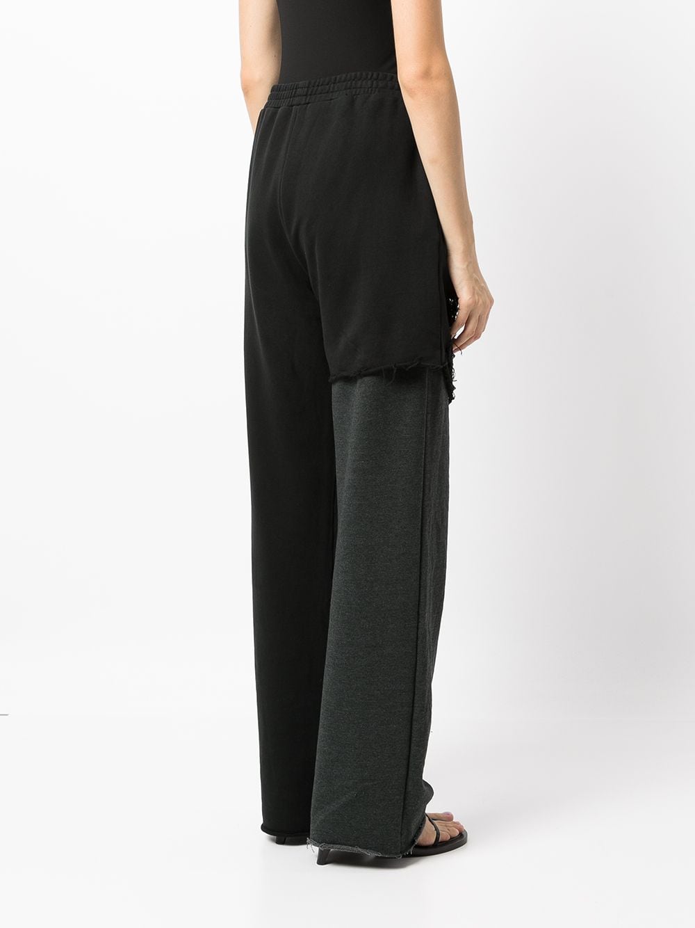 DISTRESSED LAYERED WIDE LEG TROUSERS