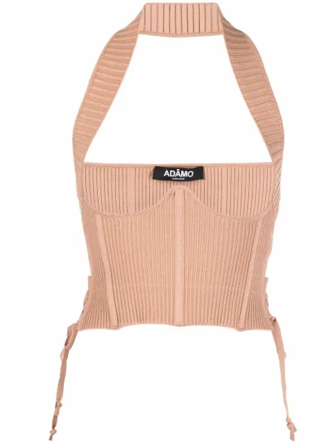 ANDREĀDAMO ribbed-knit corset top