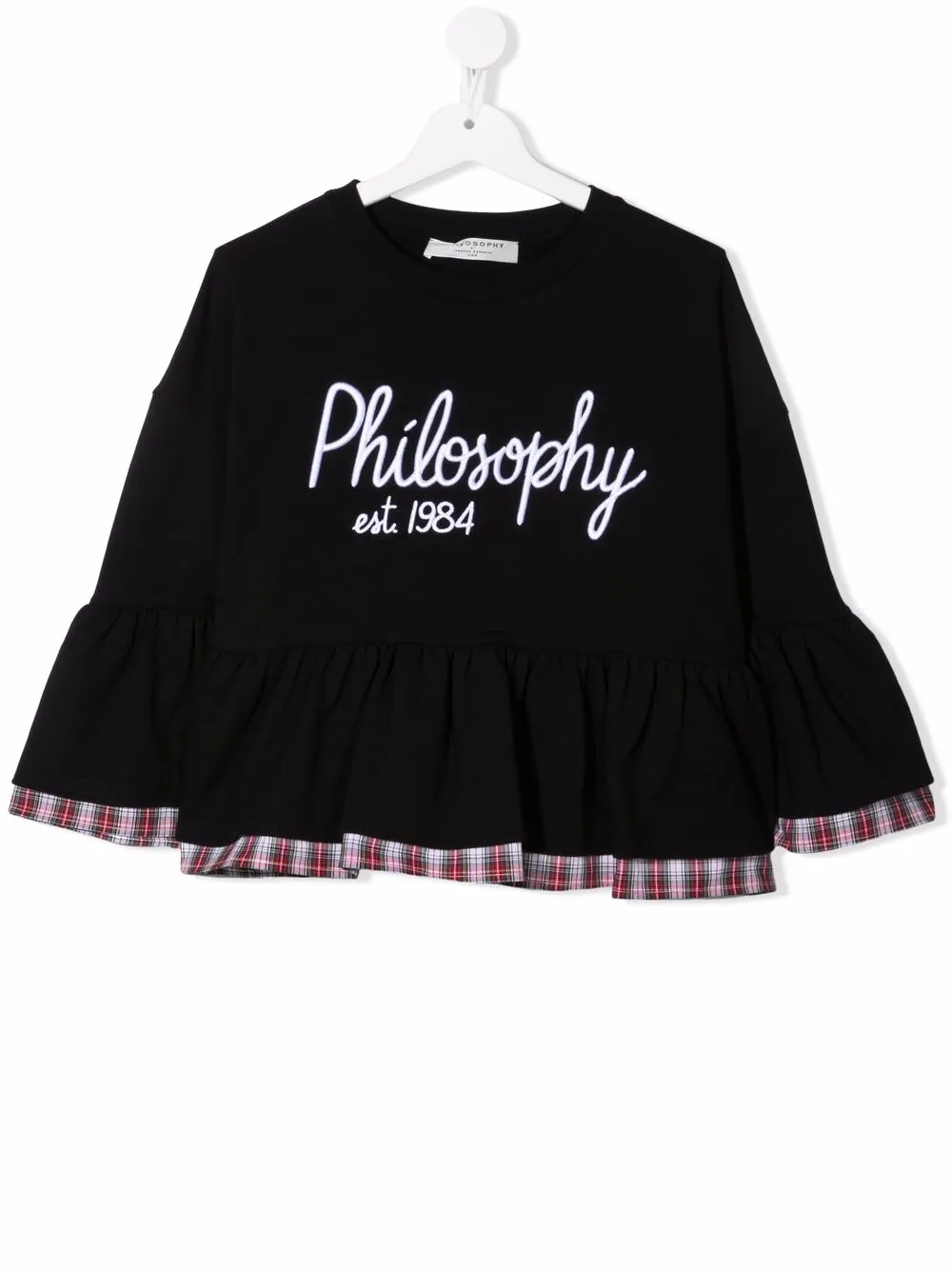 

Philosophy Di Lorenzo Serafini Kids logo-print tartan-trim sweatshirt - Black