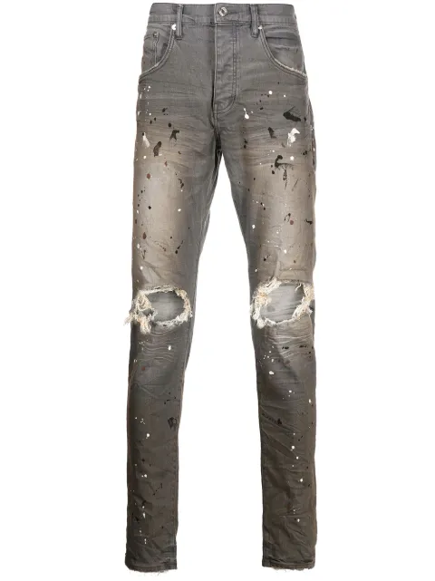 Purple Brand paint splatter-print distressed jeans