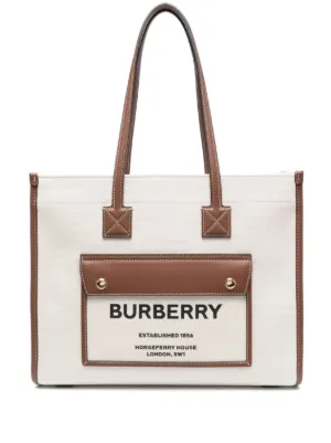 Burberry Mini Monogram Print E-Canvas Beach Tote Pale Azure Blue Black