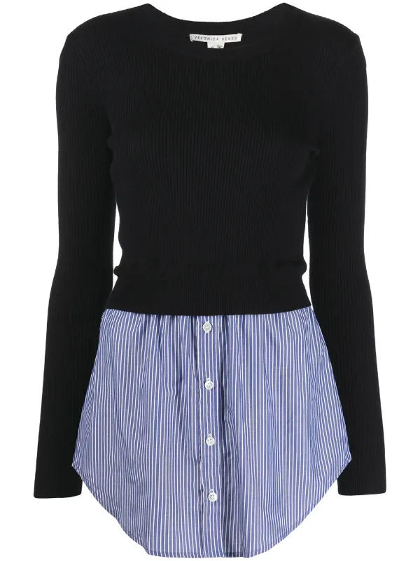 Shop Veronica Beard pinstripe shirt-hem 