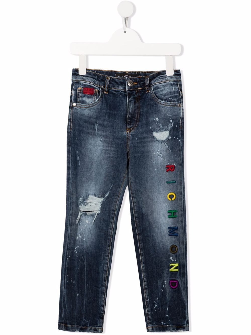 фото John richmond junior джинсы кроя слим с вышитым логотипом