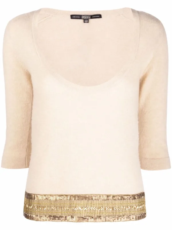 Gianfranco Ferré Pre-Owned 1990s スパンコール プランジネック