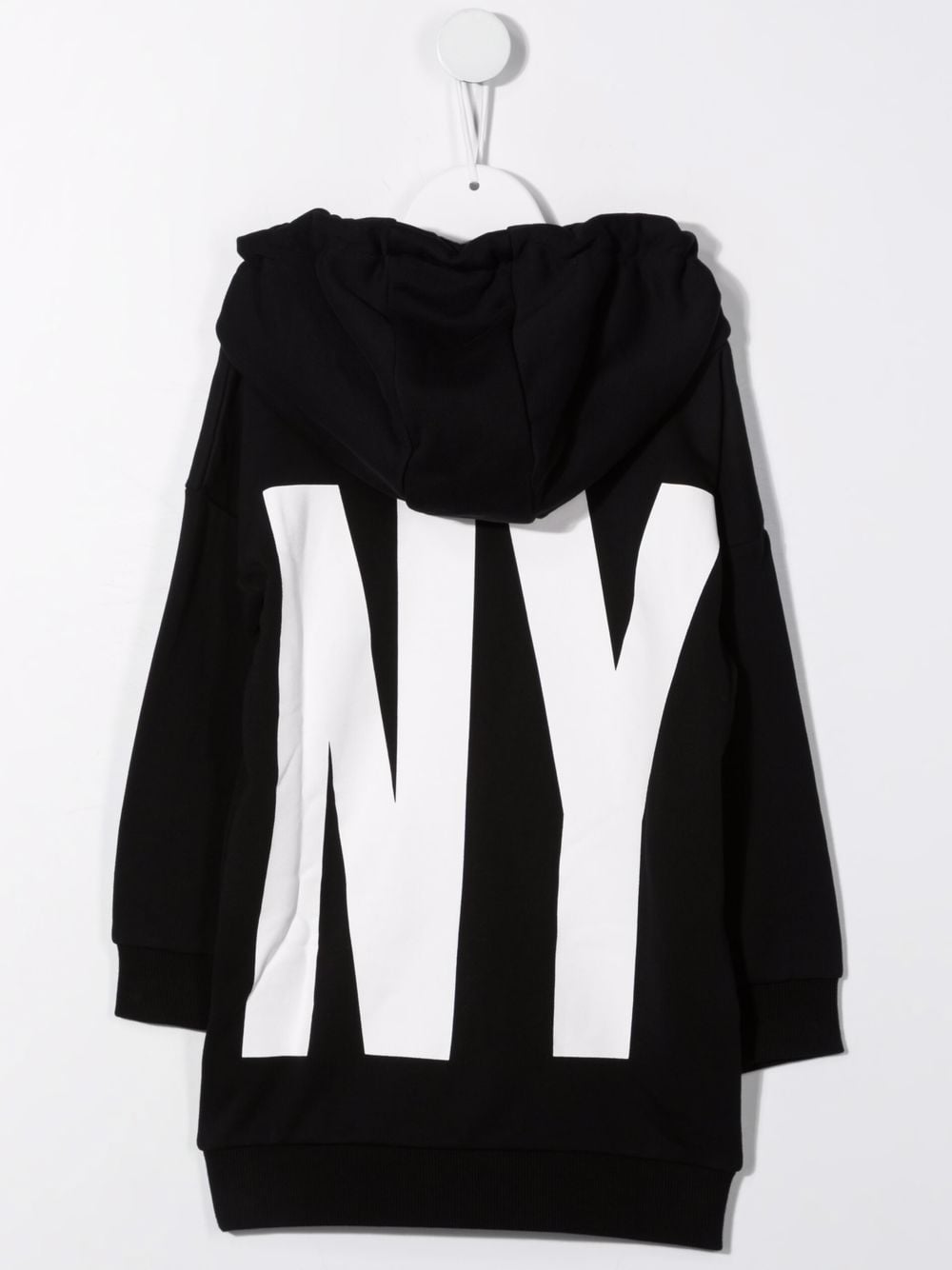 Shop Dkny Logo-print Hooded Jumper Dress In Black