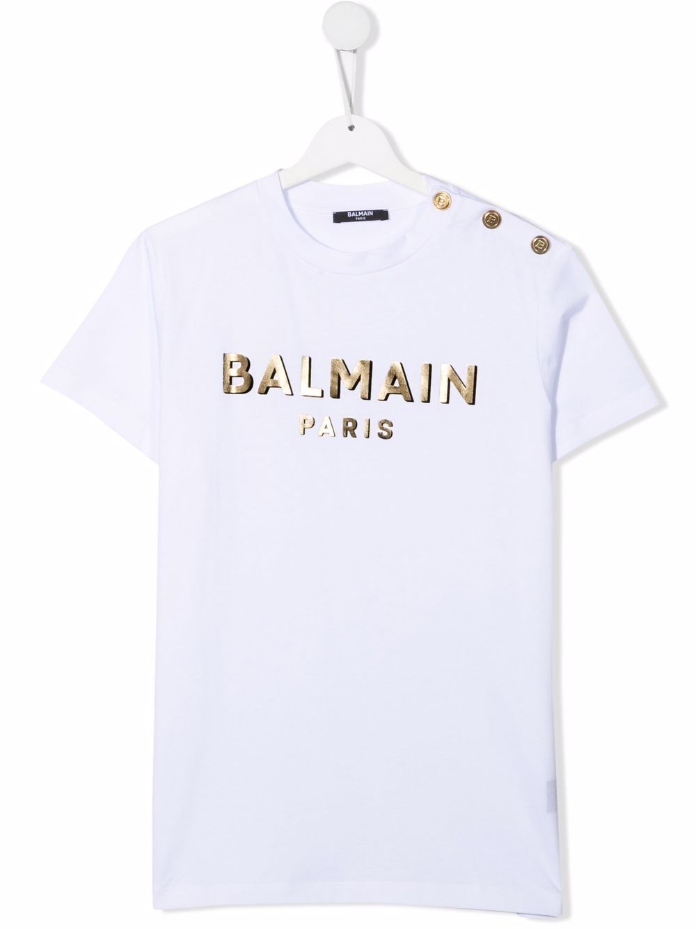 фото Balmain kids футболка с логотипом металлик