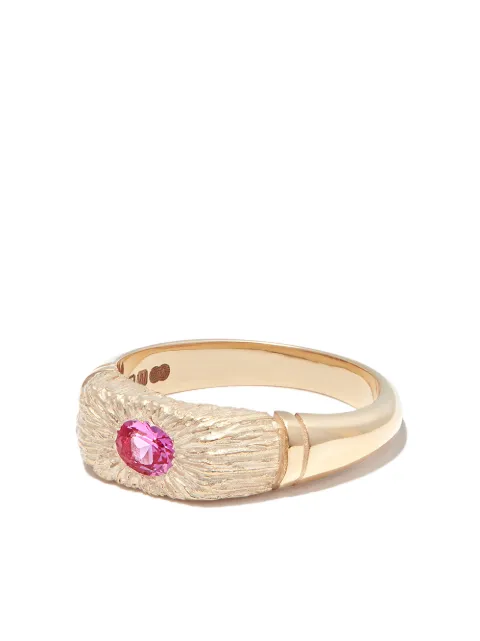Bleue Burnham 9kt Hand me Down Gelbgold-Siegelring mit Saphir