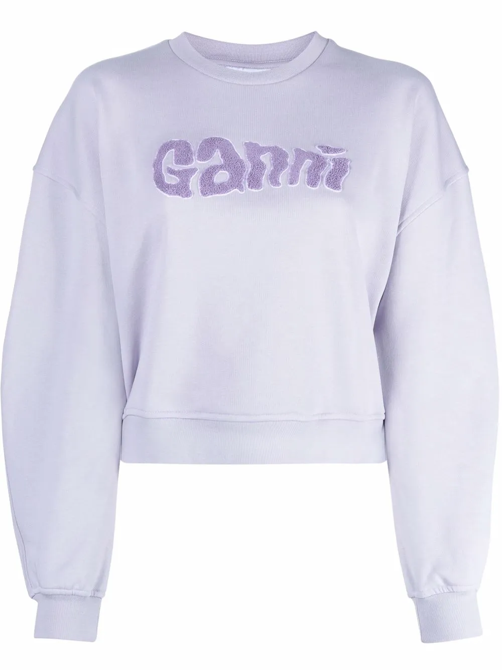 Image 1 of GANNI logo-patch long-sleeve sweatshirt