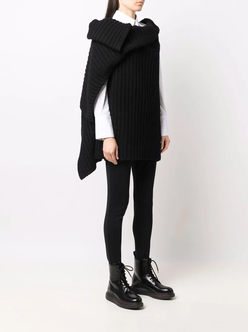 Ann Demeulemeester Asymmetric ribbed-knit Wool Top - Farfetch