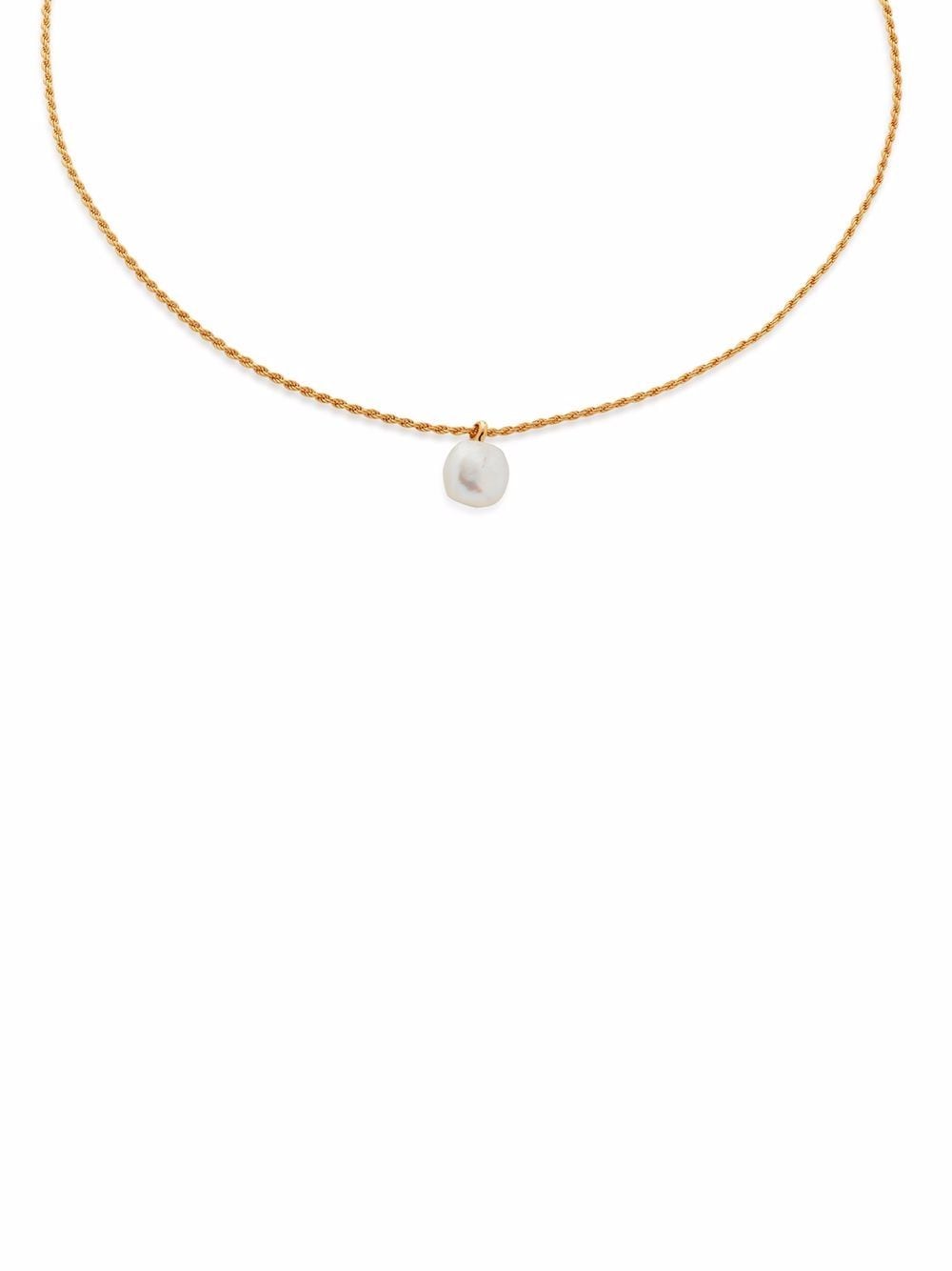 Shop Monica Vinader Nura Tiny Keshi Pearl Necklace In Gold