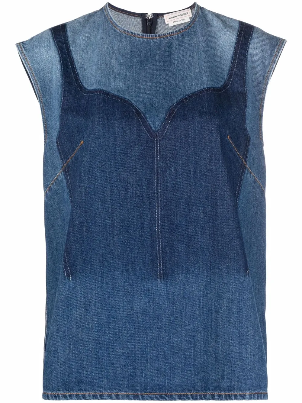 

Alexander McQueen top de mezclilla sin mangas - Azul