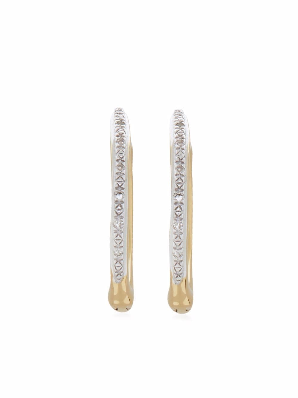 Monica Vinader Riva Wave 18ct Yellow Gold-plated Vermeil Sterling-silver And 0.06ct Round-cut Diamond Hoop Earrings