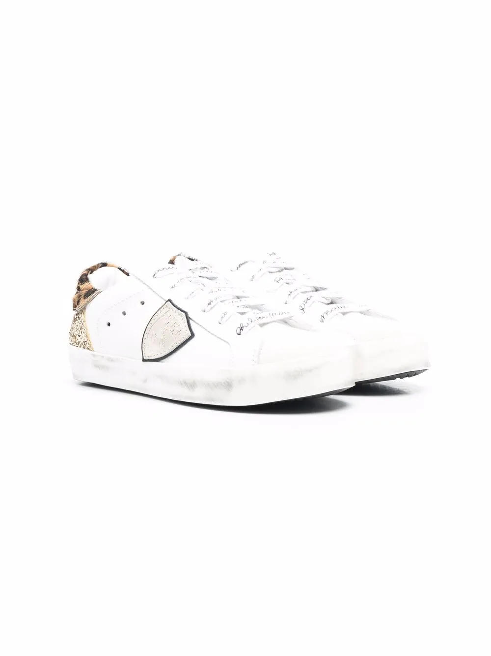 

Philippe Model Kids side logo-patch sneakers - White
