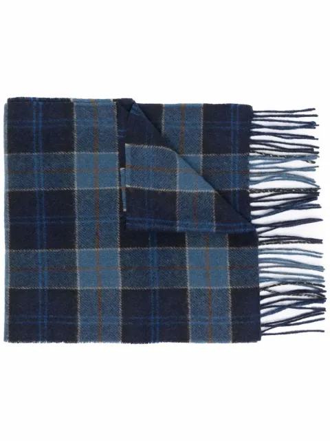 Barbour tartan-print knitted scarf