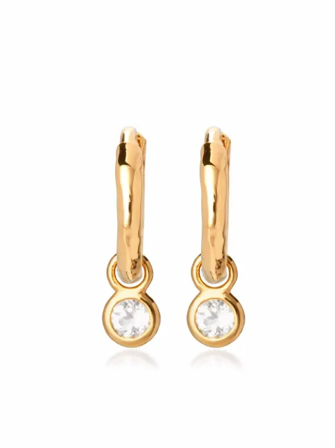Monica Vinader aretes estilo huggie pequeños con gema